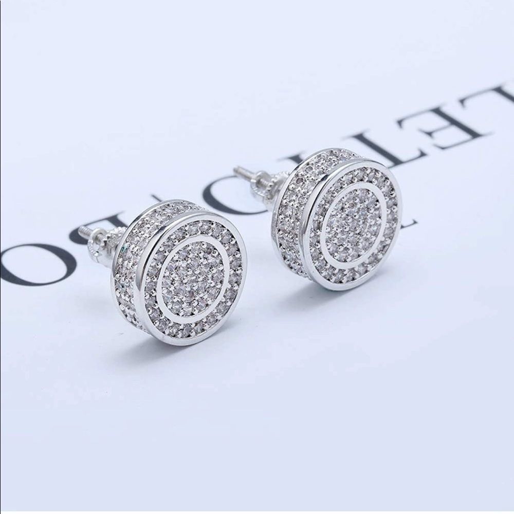 Diamond Sterling Silver Stud Earrings